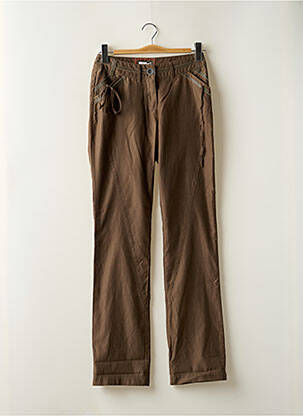Pantalon droit fermeture zippée sous rabat boutonné taille basse marron SALT & PEPPER femme