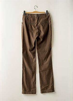 Pantalon droit fermeture zippée sous rabat boutonné taille basse marron SALT & PEPPER femme