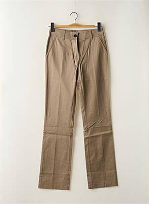 Pantalon droit tissage popeline taille basse beige LOLA femme
