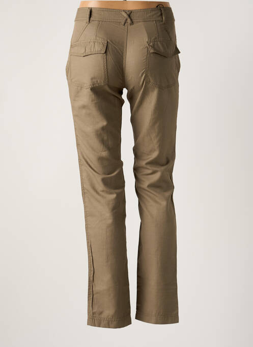 Pantalon droit tissage popeline taille normale vert R 867 femme