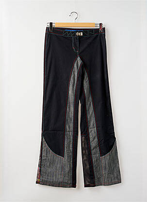 Pantalon flare fermeture zippée sous rabat avec crochet taille basse noir OHDD femme