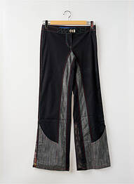 Pantalon flare fermeture zippée sous rabat avec crochet taille basse noir OHDD femme