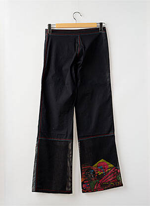 Pantalon flare fermeture zippée sous rabat avec crochet taille basse noir OHDD femme