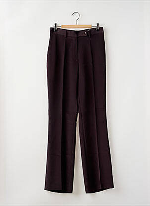 Pantalon droit tissage crêpe taille haute violet LOLA femme