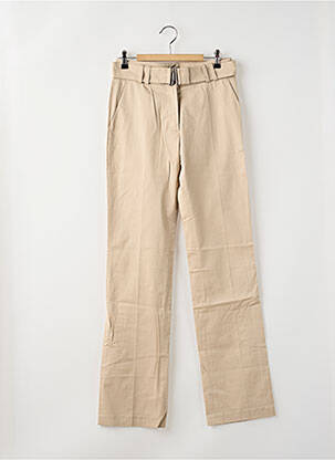 Pantalon droit tissage popeline taille normale beige LOLA femme
