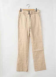 Pantalon droit tissage popeline taille normale beige LOLA femme