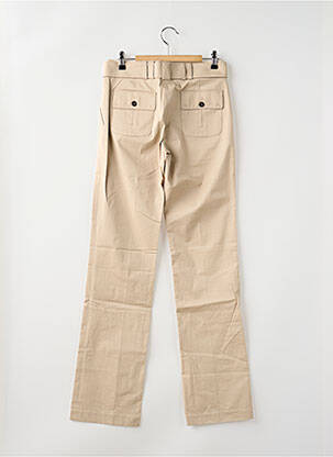 Pantalon droit tissage popeline taille normale beige LOLA femme