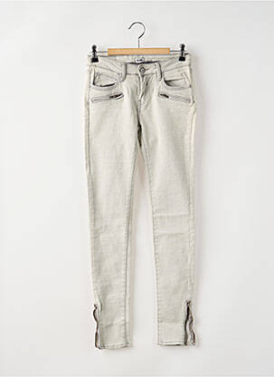 Jeans coupe slim stretch taille basse gris REIKO femme