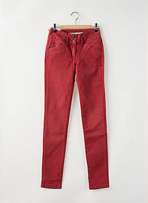Jeans coupe slim poches taille haute rouge FIVE femme