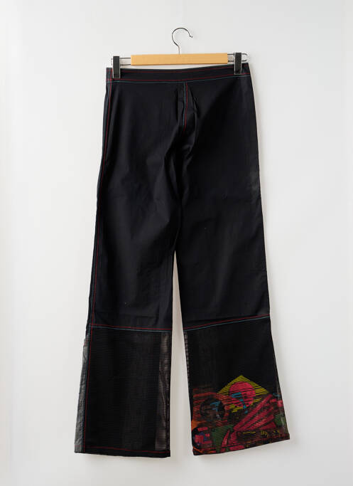 Pantalon flare fermeture zippée sous rabat avec crochet taille basse noir OHDD femme