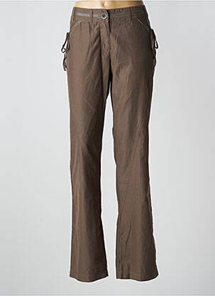 Pantalon droit tissage popeline taille basse marron SALT & PEPPER femme