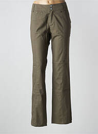 Pantalon droit tissage popeline taille basse vert SALT & PEPPER femme