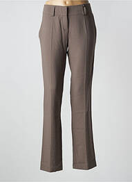 Pantalon droit tissage crêpe taille normale marron LOLA femme