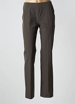 Pantalon slim tissage popeline taille haute marron LOLA femme