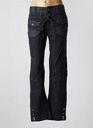 Pantalon droit fermeture zippée sous rabat boutonné taille basse noir ET COMPAGNIE femme