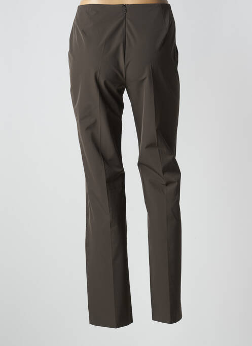 Pantalon slim tissage popeline taille haute marron LOLA femme