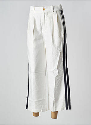 Pantalon chino broderie galons latéraux taille normale blanc BELLEROSE femme