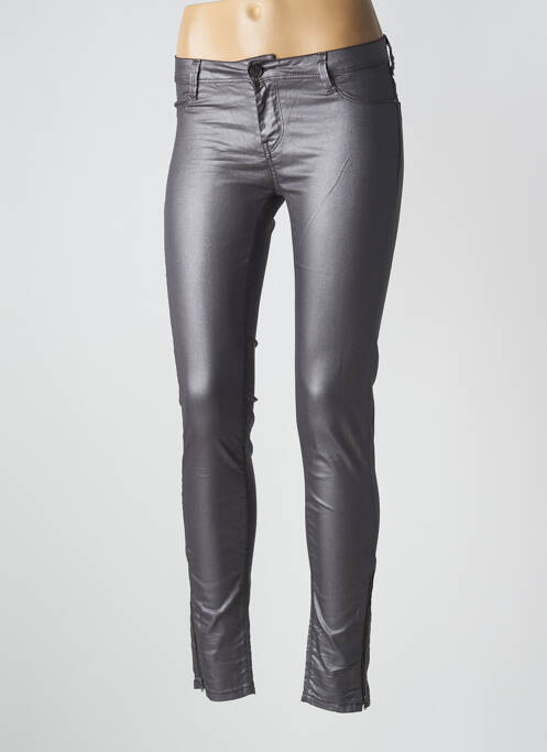 Pantalon slim tissage enduit taille normale gris TEDDY SMITH femme