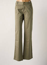 Pantalon droit fermeture zippée sous rabat boutonné taille normale vert CLOSED femme