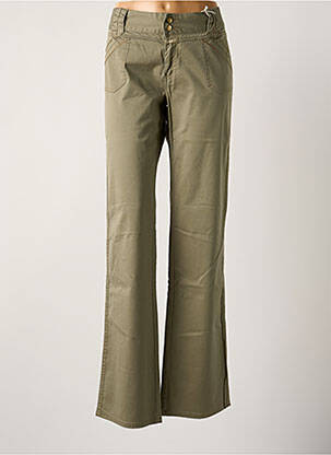 Pantalon droit fermeture zippée sous rabat boutonné taille normale vert CLOSED femme