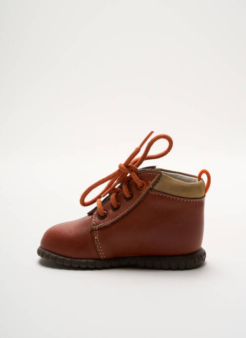 Bottillons tissage satiné bout rond marron BABYBOTTE garcon