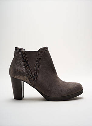 Bottines/boots tissage satiné talon de 7 à 9cm marron REQINS femme