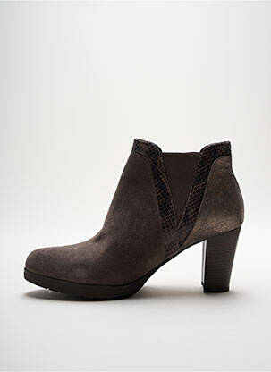 Bottines/boots tissage satiné talon de 7 à 9cm marron REQINS femme