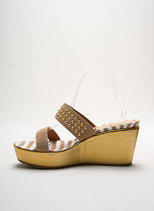 Mules/sabots nubuck talon de 7 à 9cm beige CAFE NOIR femme