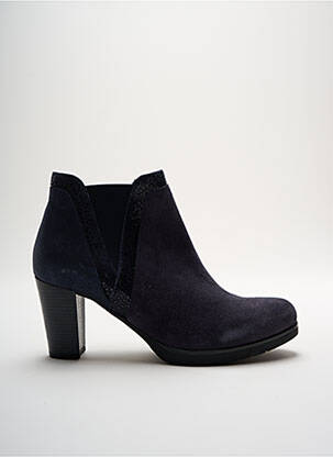 Bottines/boots tissage satiné talon de 7 à 9cm bleu REQINS femme