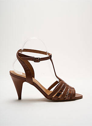 Sandales/nu pieds matière lisse talon de 7 à 9cm marron SCHMOOVE femme