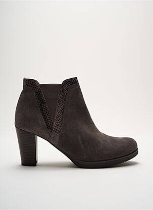 Bottines/boots tissage satiné talon de 7 à 9cm marron REQINS femme
