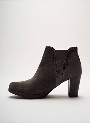 Bottines/boots tissage satiné talon de 7 à 9cm marron REQINS femme