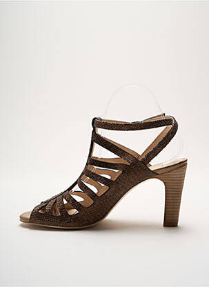 Sandales/nu pieds tissage satiné talon de 7 à 9cm marron ROSEMETAL femme