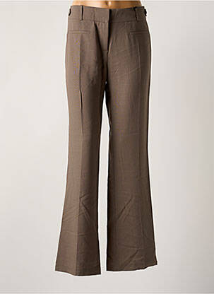 Pantalon droit tissage crêpe taille normale marron LOLA femme
