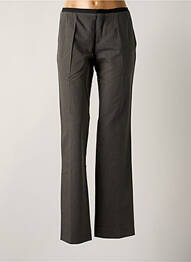 Pantalon droit fermeture zippée sous rabat avec crochet taille basse gris MY PANTS femme