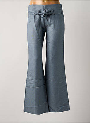 Pantalon flare taille à pinces taille haute bleu LOLA femme