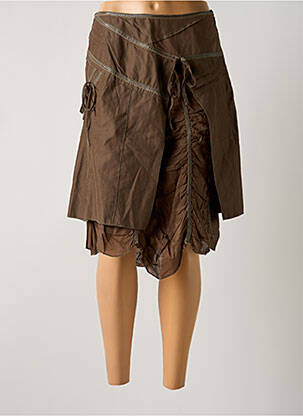 Jupe mi-longue fermeture zip latéral marron SALT & PEPPER femme