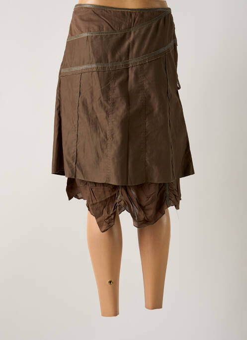 Jupe mi-longue marron SALT & PEPPER femme