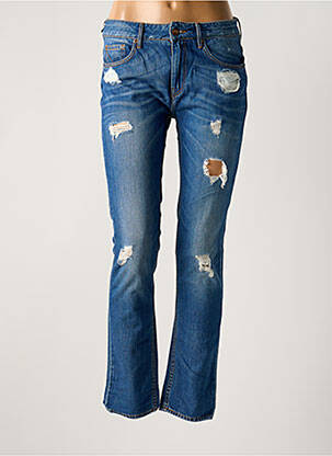 Jeans coupe slim effet usé délavé taille normale bleu REIKO femme