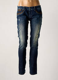 Jeans coupe slim effet usé délavé taille basse bleu SALSA femme