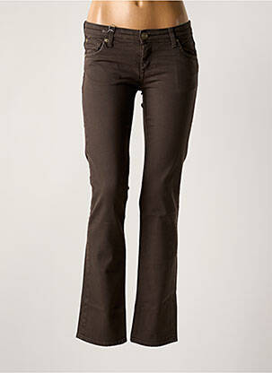 Jeans coupe droite stretch taille basse marron purple and pink femme