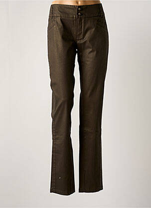 Pantalon droit stretch taille basse marron ONE STEP femme