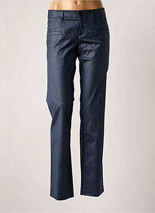 Pantalon droit fermeture zippée sous rabat boutonné taille normale bleu LOLA femme