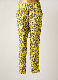 Pantalon droit tissage crêpe taille haute jaune HOD femme