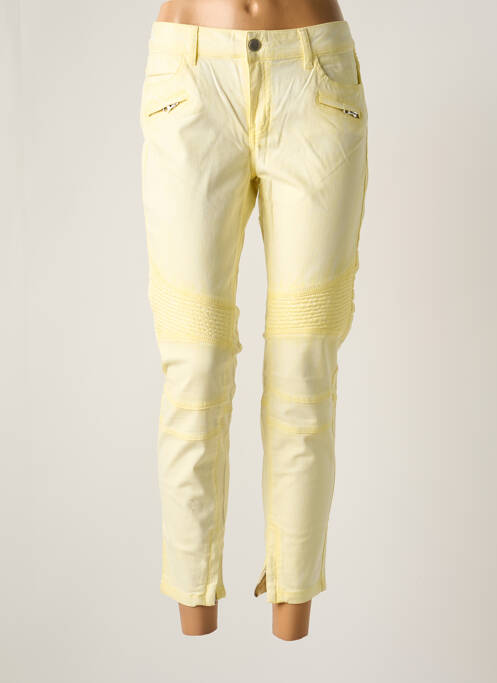 Pantalon 7/8 stretch taille normale jaune CORLEONE femme
