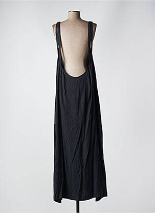 Robe longue tissage popeline sans manche noir KARMA femme
