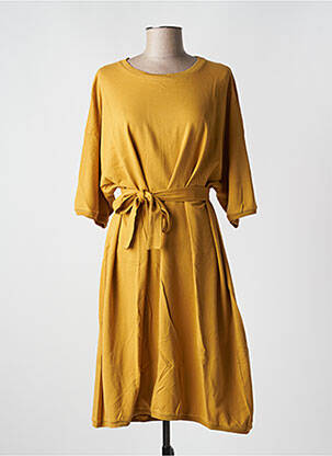 Robe mi-longue coupe fluide manches 3/4 jaune AMERICAN VINTAGE femme