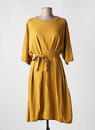 Robe mi-longue coupe fluide manches 3/4 jaune AMERICAN VINTAGE femme