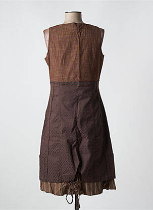 Robe mi-longue col rond fines bretelles marron SALT & PEPPER femme