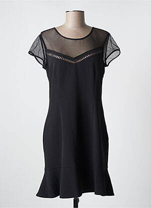 Robe courte fermeture zippée au dos manches courtes noir SET femme
